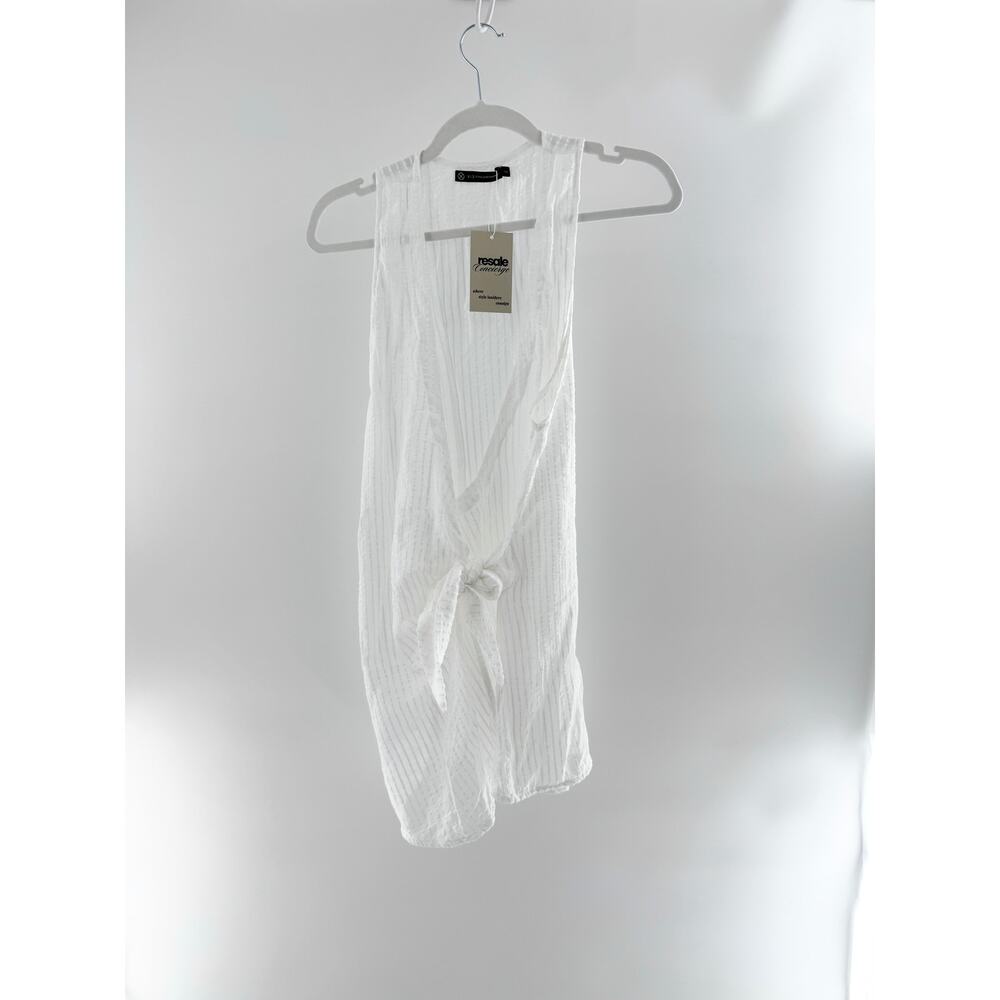 ViX Paula Hermanny Mita Sleeveless Plunging V-Neck Short Cover Up Dress White S - Picture 3 of 6